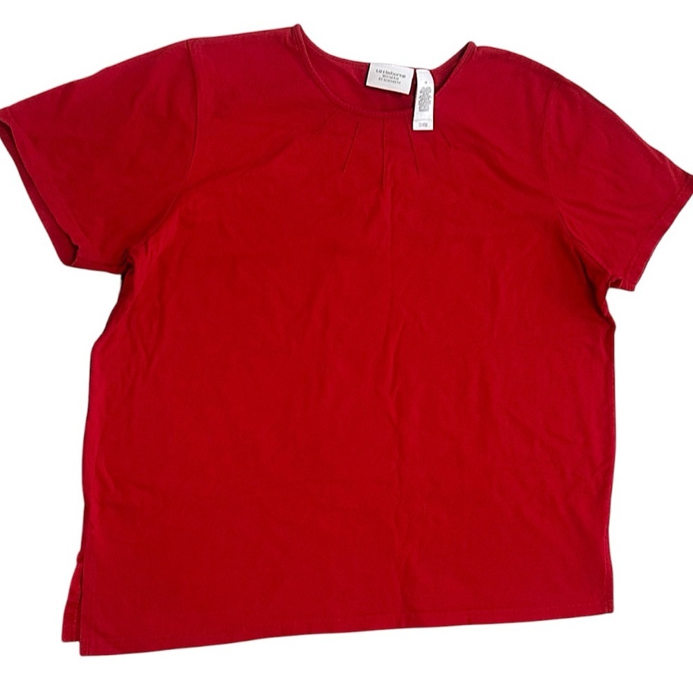 VTG Liz Claiborne Plus Women’s Red Short Sleeve Shirt Size 1X 100% cotton